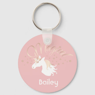 Moderne leichte rosa weiße magische Einhorn Schlüsselanhänger