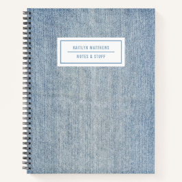 Moderne leichte Wash Denim Jeans Textname Notizbuch