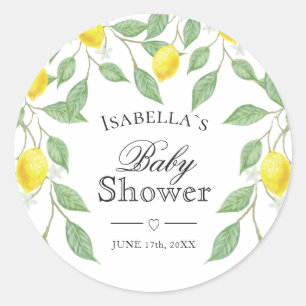 Moderne Lemon Boho Summer Baby Dusche Runder Aufkleber