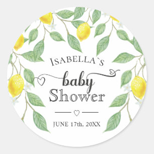 Moderne Lemon Boho Summer Baby Dusche Runder Aufkleber