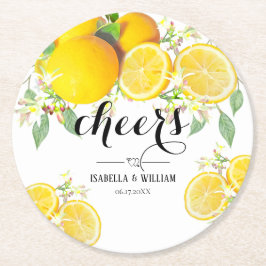 Moderne Lemon Boho Summer Wedding Runder Pappuntersetzer