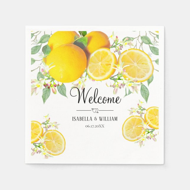 Moderne Lemon Boho Summer Wedding Serviette (Vorderseite)