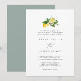 Moderne Lemon Garden Traditionelle Hochzeit Einladung