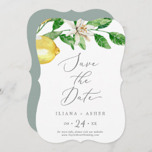 Moderne Lemon Garden Wedding Save The Date