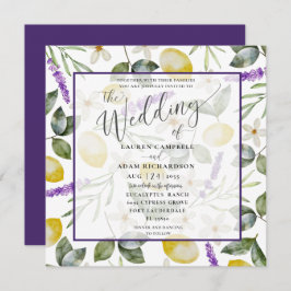 Moderne Lemon & Lavender Foliage Einladung