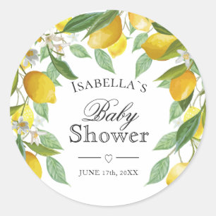 Moderne Lemons Boho Summer Baby Dusche Runder Aufkleber