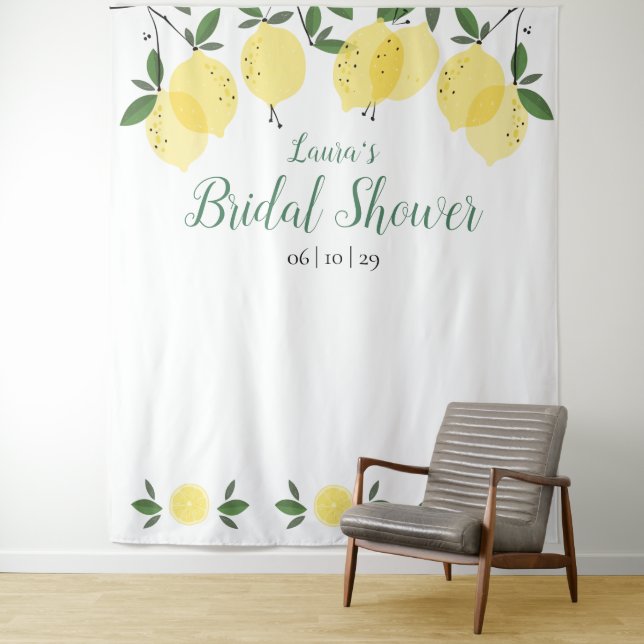Moderne Lemons Brautparty Foto Stand Hintergrund Wandteppich (Beispiel)
