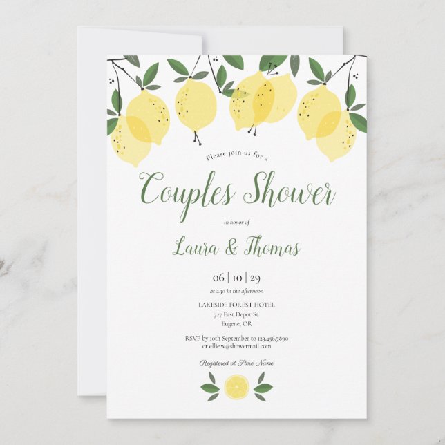 Moderne Lemons Paare Hochzeiten Brautparty Einladung (Vorderseite)