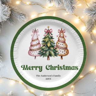 Moderne Leopard-Christbaum personalisiertes Papier Pappteller