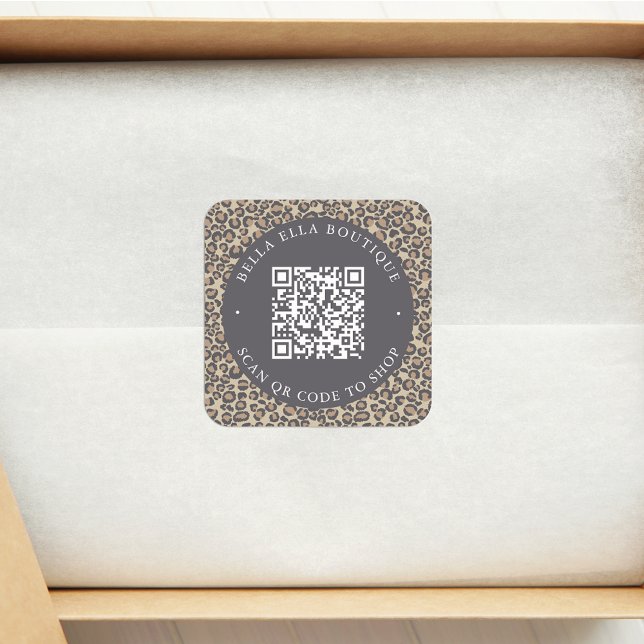 Moderne Leopard Custom QR Code Shop Aufkleber (Von Creator hochgeladen)