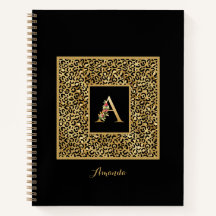Moderne Leopard Gold Persönliches Monogramm Buchst