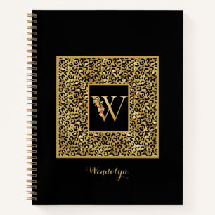Moderne Leopard Gold Persönliches Monogramm Buchst Notizbuch