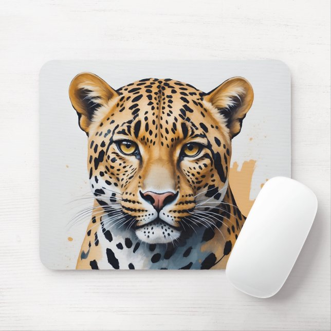 Moderne Leopard Malerei Wilde Kunst Mousepad (Mit Mouse)