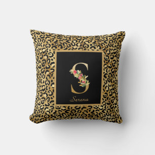 Moderne Leopard-personalisierte Monogramm-Initiale Kissen
