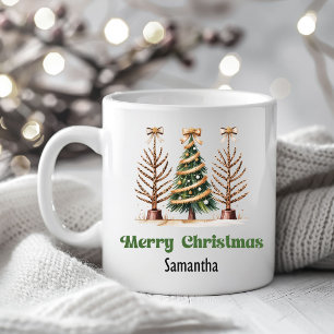 Moderne Leopard Weihnachtsbäume Personalisierter B Kaffeetasse