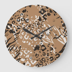 Moderne Leoparden: wilde Natur. Große Wanduhr