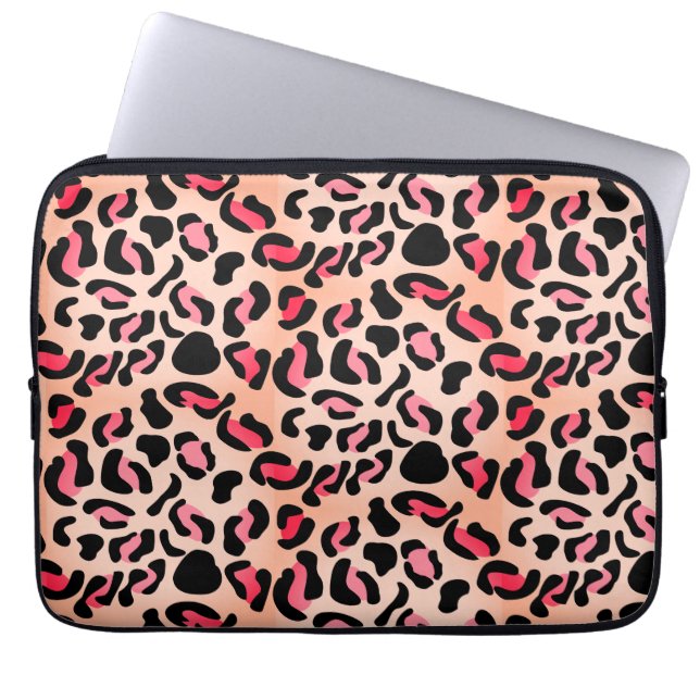 Moderne Leopardenmuster-Tierprint Laptopschutzhülle (Vorderseite)