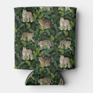 Moderne Leopards Tigers Jungle Pflanze Black Desig Dosenkühler