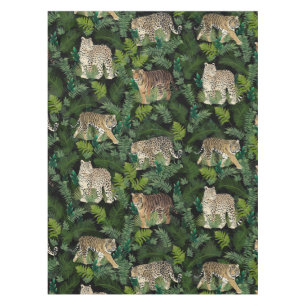 Moderne Leopards Tigers Jungle Pflanze Black Desig Tischdecke