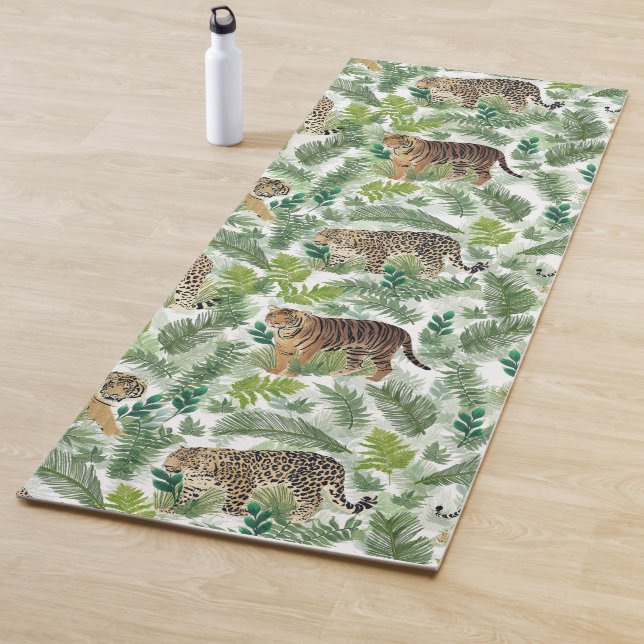 Moderne Leopards Tigers Jungle Pflanze Yogamatte (Beispiel)