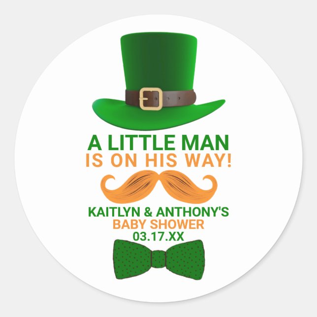 Moderne Leprechaun St. Patrick's Day Kinderdusche Runder Aufkleber (Vorderseite)