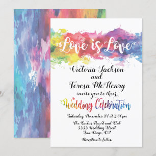 Moderne lesbische homosexuelle Aquarell-Hochzeit Einladung