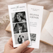 Moderne Lesezeichen-Fotostreifen-QR-Code-Hochzeit