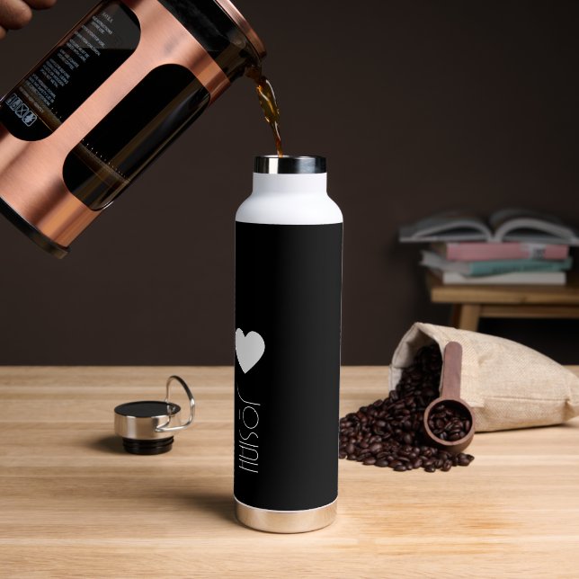 Moderne Lettering Herz Monogramm Wasserflasche Trinkflasche (Kaffee)