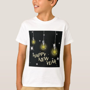 Moderne leuchtende Glühbirnen Frohes Neues Jahr T-Shirt