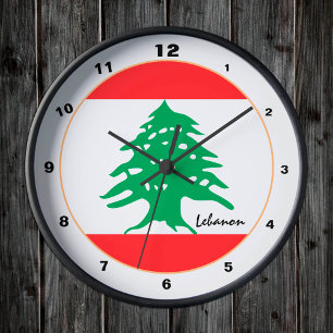 Moderne libanesische Flagge, Libanon Zuhause / Des Runde Wanduhr