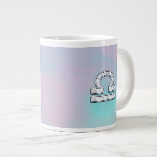 Moderne Libra Zodiac-Gebärmutter im Perlenstil Jumbo-Tasse (Vorderseite Rechts)