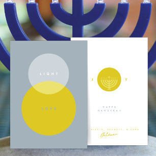 Moderne Licht- & Liebes-Grau- & Gold-Hanukkah- Kar Karte