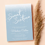 Moderne Lichter Dusty Blue White Sweet 16 Einladung<br><div class="desc">Diese dustig-blau-weiß-süß-16 Einladung verfügt über einen modernen Script-Schriftart mit Glaslichter.</div>