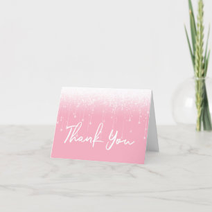Moderne Lichter Pink White Sweet 16 Dankeskarte