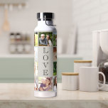 Moderne Liebe 10 Foto Collage Taupe Trinkflasche<br><div class="desc">Ein taupe Foto sammelt Wasserflasche,  um Ihre Familie oder andere,  die Sie Liebe zu feiern. Sie können mit 10 Bildern personalisieren. "LIEBE" steht in der Mitte in eleganter Typografie.</div>