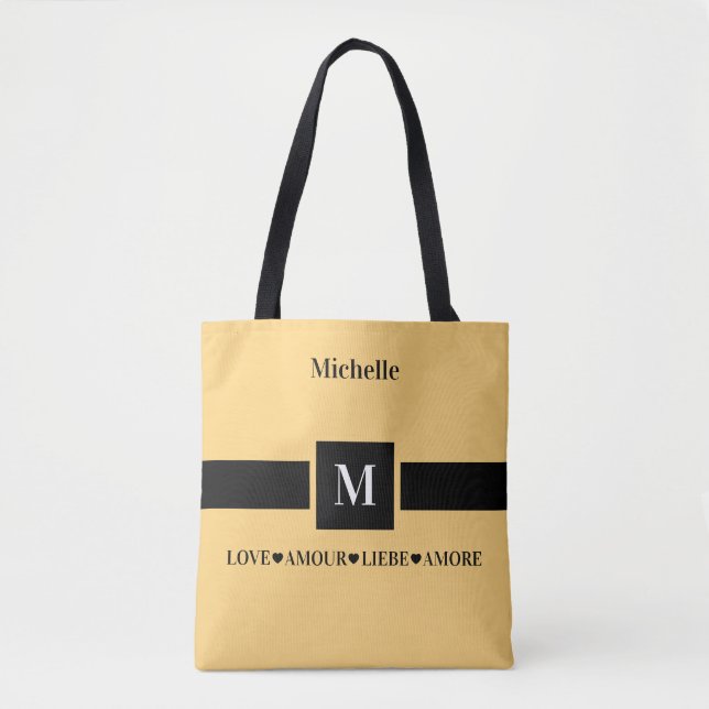 Moderne Liebe Amour Liebe Amore Name und Initiale  Tasche (Vorderseite)