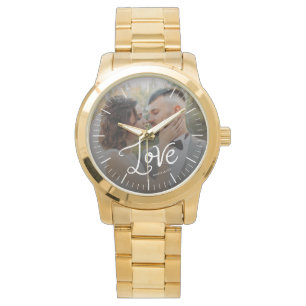 Moderne Liebe Benutzerdefinierte Hochzeitsfoto-Paa Armbanduhr