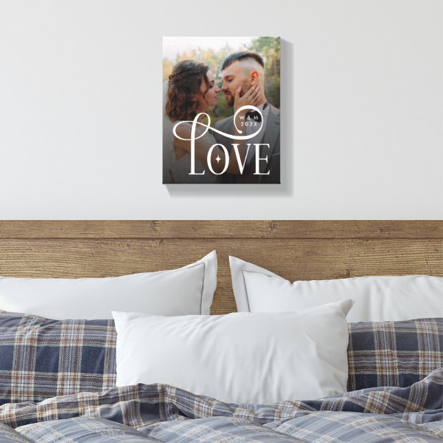 Moderne Liebe Benutzerdefinierte Hochzeitsfoto-Paa Leinwanddruck (Insitu (Schlafzimmer))