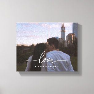 Moderne 'Liebe' Benutzerdefinierte Paarfoto & Name Leinwanddruck