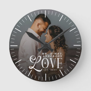 Moderne Liebe Benutzerdefinierter Name Jahr Foto P Runde Wanduhr