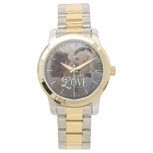 Moderne Liebe Benutzerdefiniertes Hochzeitsfoto Pa Armbanduhr