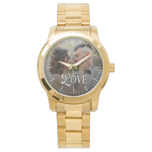 Moderne Liebe Benutzerdefiniertes Hochzeitsfoto Pa Armbanduhr