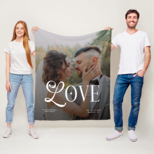 Moderne Liebe Benutzerdefiniertes Hochzeitsfoto Pa Fleecedecke