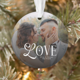 Moderne Liebe Benutzerdefiniertes Hochzeitsfoto Pa Ornament