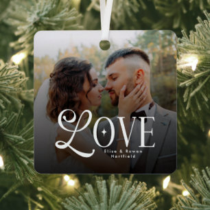 Moderne Liebe Benutzerdefiniertes Hochzeitsfoto Pa Ornament Aus Metall