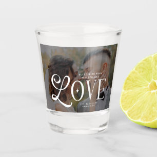 Moderne Liebe Benutzerdefiniertes Hochzeitsfoto Pa Schnapsglas