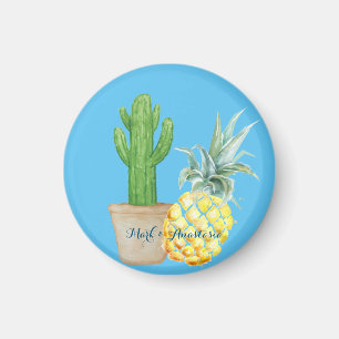 Moderne Liebe Blaue Ananas und Kakteen Magnet