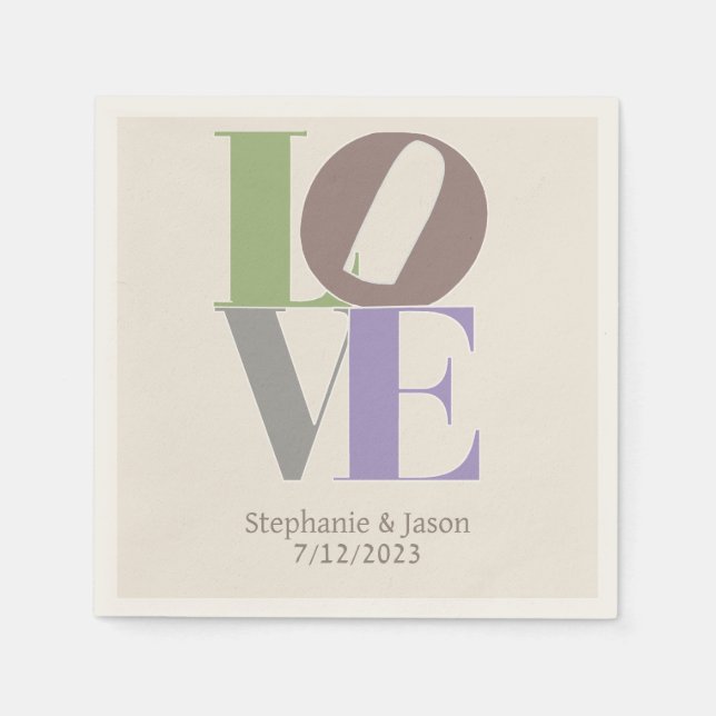 Moderne Liebe Custom Wedding Serviette (Vorderseite)