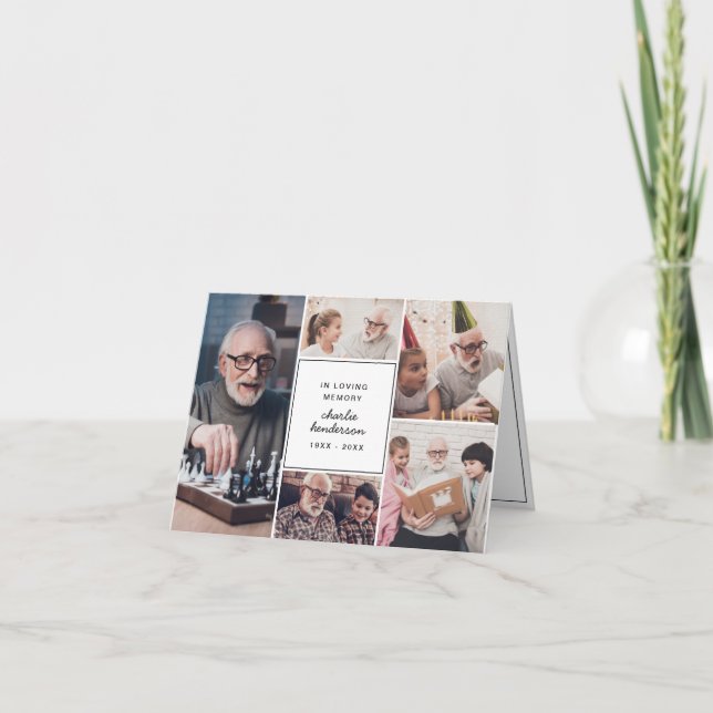 Moderne Liebe & Dank 7-Foto-Beerdigung/Bereavement Dankeskarte (Vorderseite)
