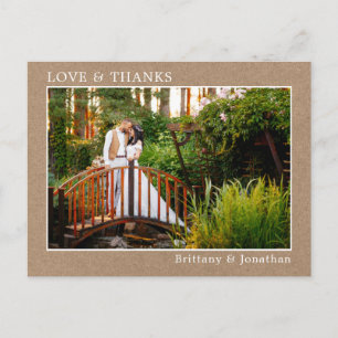 Moderne Liebe Dank Hochzeitsfoto Gerahmt Kraft Postkarte